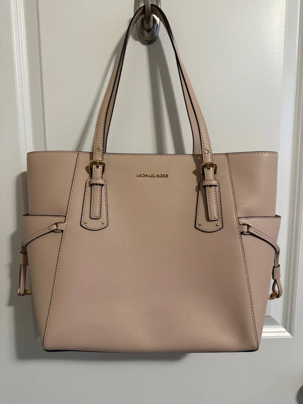 NWT! Michael Kors Pink Beige Saffiano Leather Tote - Picture 1 of 8